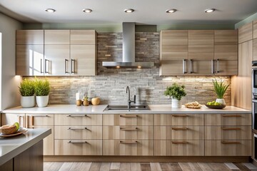 Modern Minimalist Tile Backsplash Design in a Contemporary Kitchen Setting Featuring Smooth Textures and Clean Lines for a Chic Aesthetic Appeal