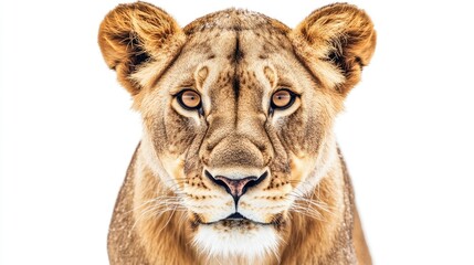 Fototapeta premium Majestic Lion Portrait on White Background