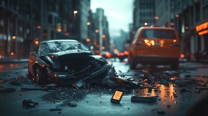 Fototapeta premium Dont_drink_and_drive-Auto_accident_involving_one_car_and_g