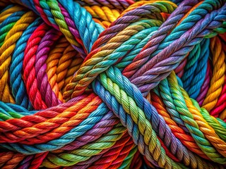 Multicolored Rope Intertwined in a Captivating Double Exposure Photography Scene, Showcasing the Beauty of Textured Layers and Vibrant Colors in Creative Visual Art