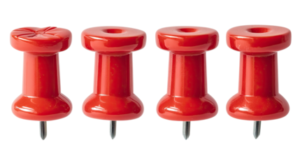 Red Push Pins on Transparent Background for Office Use Generative AI