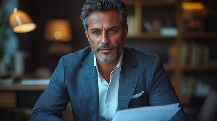 Obraz premium Elegant indian man exudes confidence in professional setting
