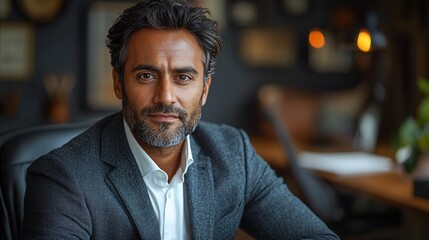 Obraz premium Elegant indian man portrays confidence in tailored suit