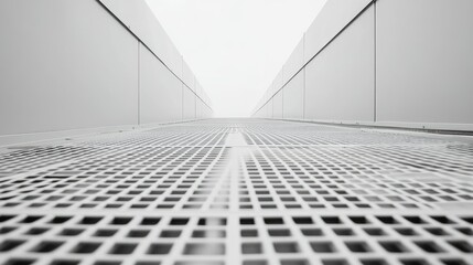 Obraz premium Perspective View of Industrial Grate on a Cloudy Day