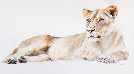 Fototapeta premium Graceful Lioness in Soft Tones and Natural Pose