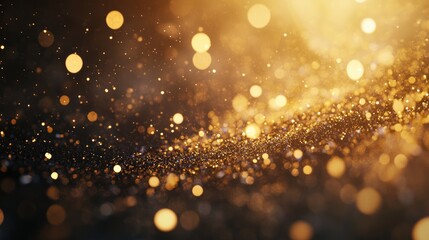 New Year s Eve celebration with golden fireworks illuminating the dark night sky creating a festive party atmosphere