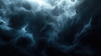 Enigmatic dimly lit space filled with swirling mist