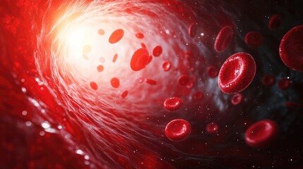 Red blood cells in an artery illustrating blood flow related to oncology cancer metastasis and medicine Medical healthcare concept for hospital use