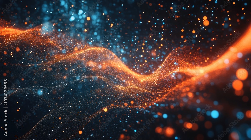 Poster elegant digital transformation data processing broken down into digital particles