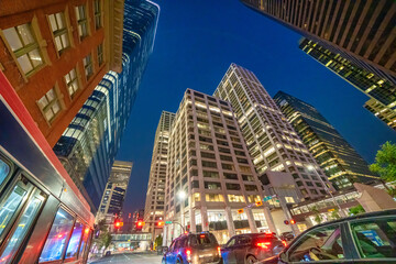 Night traffic in Downtown Calgary