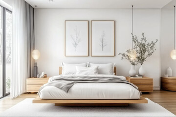 White Bedroom style Scandinavian interior design of modern