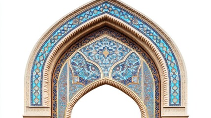 Fototapeta premium Intricate Architectural Design with Blue Mosaic Patterns