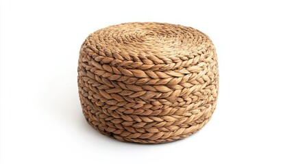 Obraz premium Woven Natural Fiber Round Pouffe for Home Decor