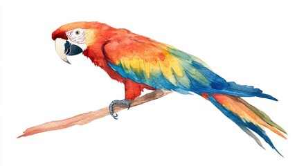 Obraz premium Vibrant Watercolor Parrot on a Branch