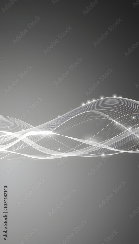 Wall mural abstract grey background poster with dynamic waves. technology network illustration isolated with wh