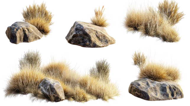 Collection of Rocks and Grasses From Savanna Landscapes Generative AI