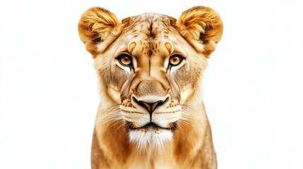 Obraz premium Majestic Lion Portrait on White Background
