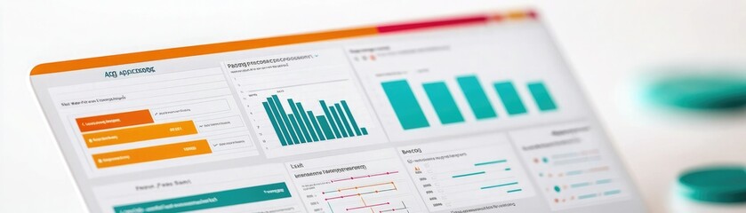 Obraz premium A detailed dashboard displaying various charts and graphs for data analysis, providing insights through visual representations.