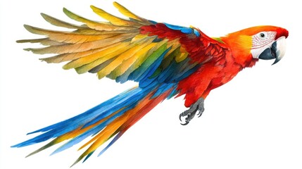 Obraz premium Colorful Macaw Bird in Flight Illustration