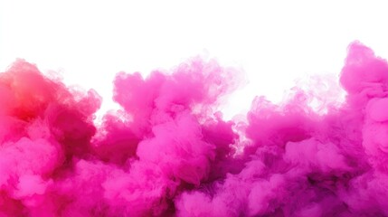 Fototapeta premium A vibrant explosion of pink and purple smoke creates a dynamic and eye-catching visual effect against a white background.