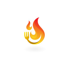 Cutlery logo and fire design combination, restaurant design