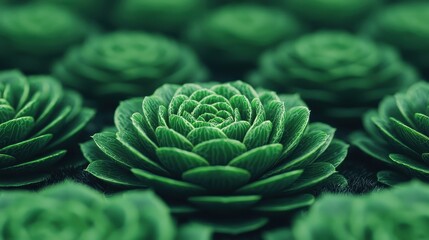 Fototapeta premium Lush Green Succulent Garden Displaying Dense Rosettes in Vibrant Shades of Green, Ideal for Nature Enthusiasts and Botanical Illustrations