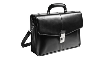 Elegant Business Briefcase with Metal Clasp Isolated on Transparent Background