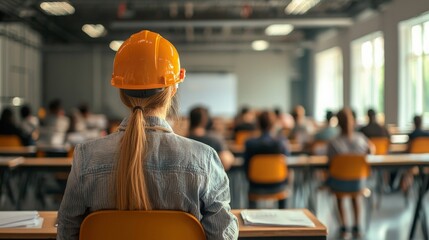 A worker attending a safety training session, learning about workplace hazards and prevention