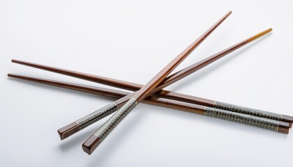 Chopsticks on White Background Isolated. Full Shot of Kitchen Utensils.