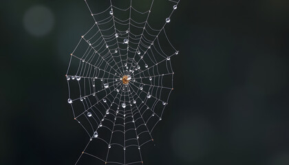 Naklejka premium spider web with dew drops isolated with white highlights, png