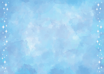 左右縦にキラキラを入れた水彩風の青い背景