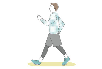 ウォーキングする男性のシンプルイラスト