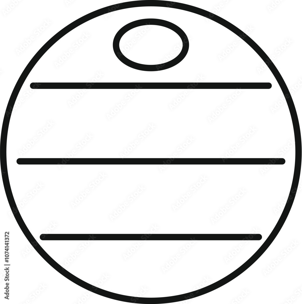Aufkleber simple round label with horizontal lines and a hole at the top, perfect for adding custom text or de