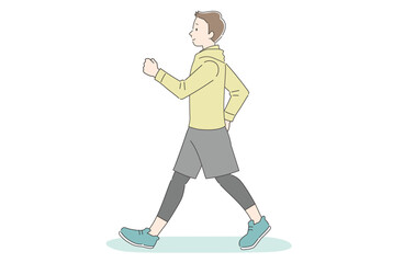 ウォーキングする男性のイラスト