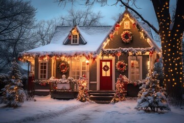 Fototapeta premium Christmas architecture decoration building.