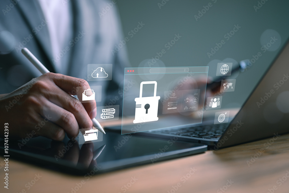 Leinwandbilder technology cybersecurity for business in the digital age, tech security online privacy smart securit