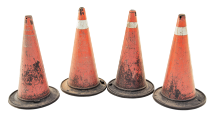 Traffic Cones Arranged in a Collection on a Transparent Background Generative AI
