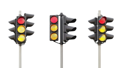 Set of Traffic Lamps Showcasing Red Yellow and Green Signals Generative AI