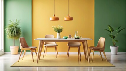 Minimalist Dinner Table and Chairs Isolated for Elegant Interior Design Inspiration, Simple Modern Furniture, Clean Lines, Stylish Decor, Minimalist Aesthetic, Cozy Dining Space
