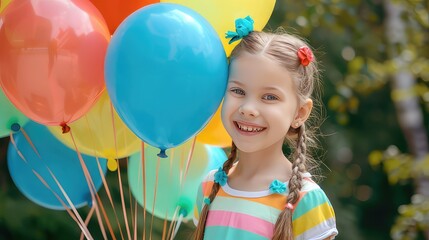 Obraz premium girl with balloons