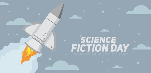 Naklejka premium Banner design template for National Science Fiction Day