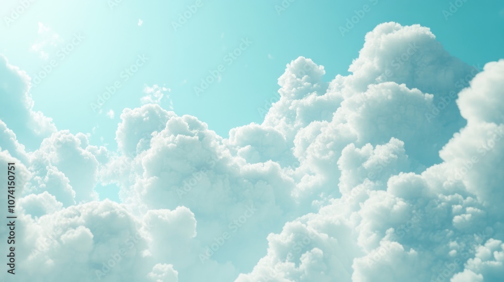 Poster abstract background of a cloudy blue sky with small clouds created with 3d rendering techniques