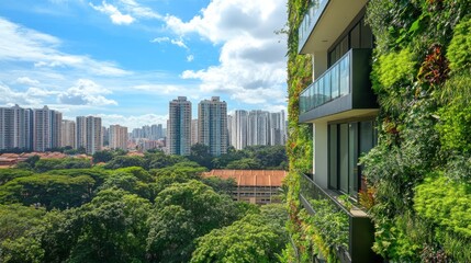 Obraz premium Modern Apartment Building with Lush Greenery