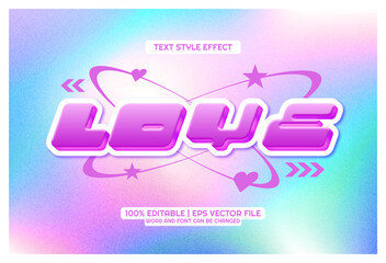 Love 3D cartoon Editable text Effect y2k style