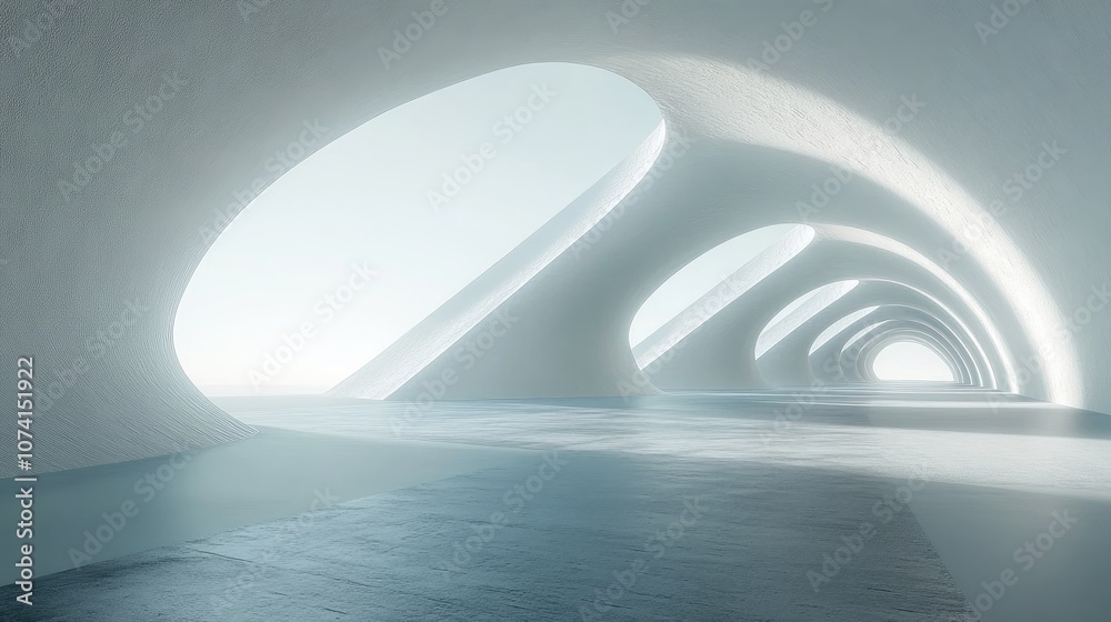 Poster abstract modern architectural background featuring an empty open space interior presented through 3d