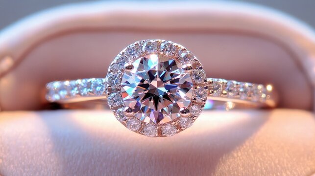 Elegant solitaire engagement ring with sparkling diamonds and rose gold band, perfect for proposals and special occasions, showcasing beauty and luxury in fine jewelry.
