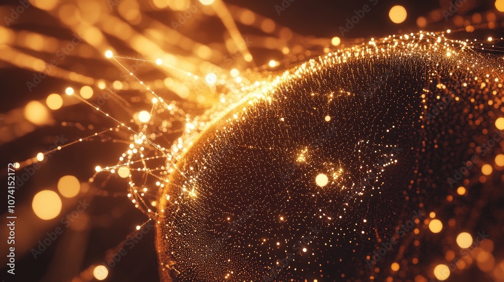 Poster futuristic spherical arrangement of particles and lines large data network connection abstract tech 