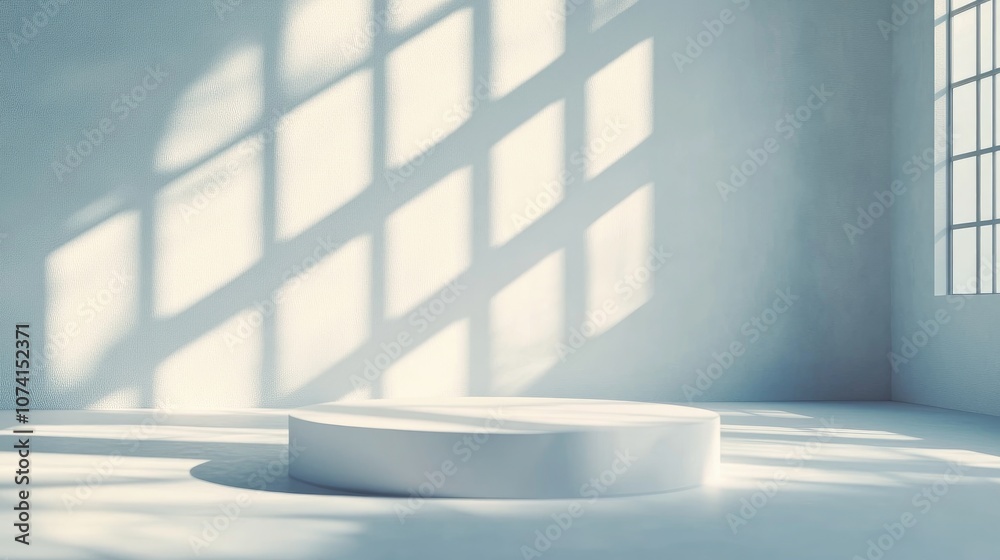 Poster 3d abstract background featuring a white podium for product display and branding enhanced by the sha