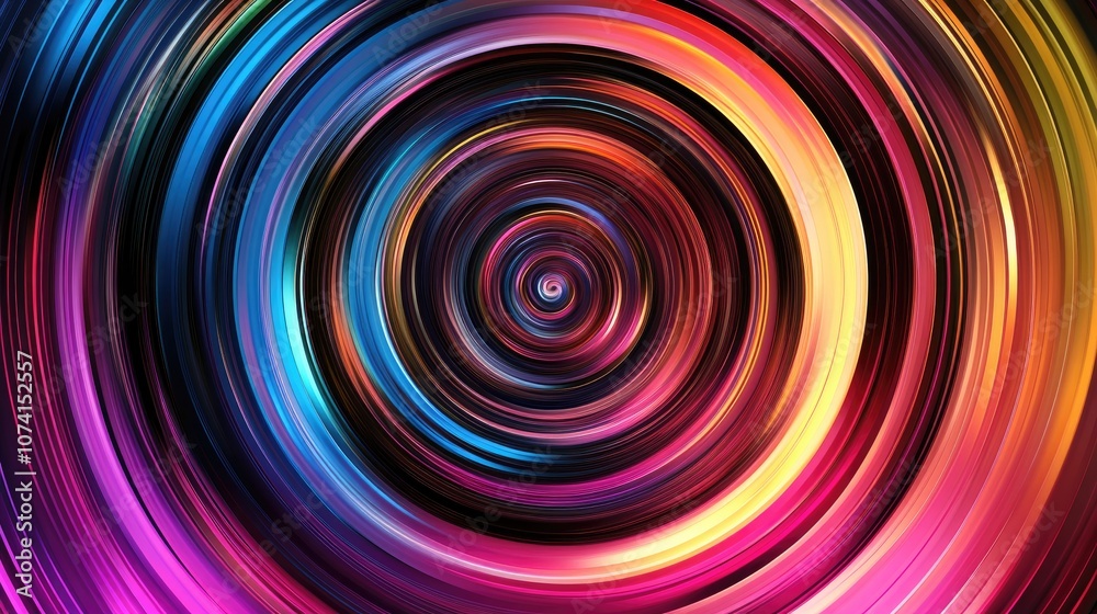 Poster Colorful circular lines in pixel animation creating a cartoon style backdrop A modern abstract background generated through 3D rendering
