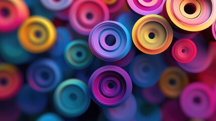 Colorful circular lines in pixel animation creating a cartoon style backdrop A modern abstract background generated through 3D rendering